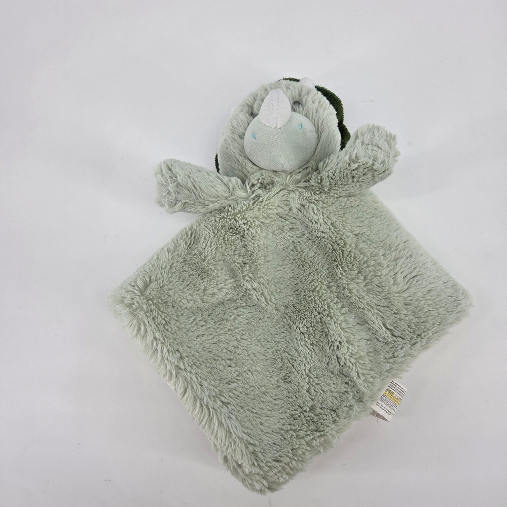 Kellytoy  Triceratops Baby Security Blanket Lovey Sage Green Plush
